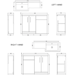 Erin 1100mm Gloss White Combination Bathroom 2 Door Sink & Toilet Unit