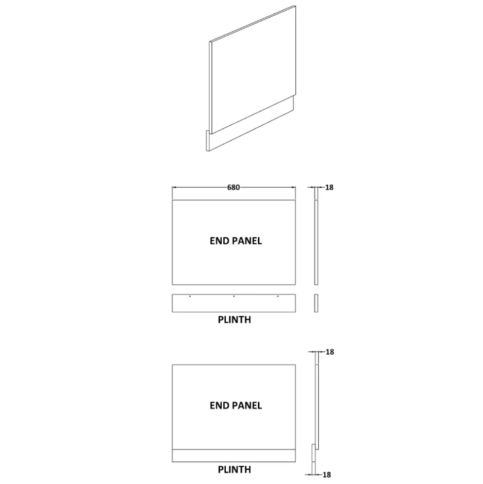 Erin 700mm L-Shaped Square End Bath Panel