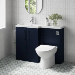 Erin 1100mm Matt Blue Combination Bathroom 2 Door Sink & Toilet Unit