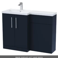 Erin 1100mm Matt Blue Combination Bathroom 2 Door Sink & Toilet Unit