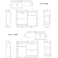 Erin 1100mm Matt Blue Combination Bathroom 2 Drawer Sink & Toilet Unit