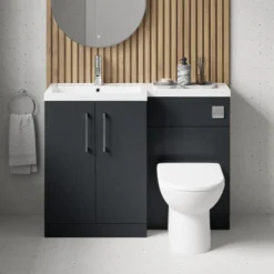 Erin 1100mm Soft Black Combination Bathroom 2 Door Sink & Toilet Unit