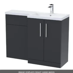 Erin 1100mm Soft Black Combination Bathroom 2 Door Sink & Toilet Unit
