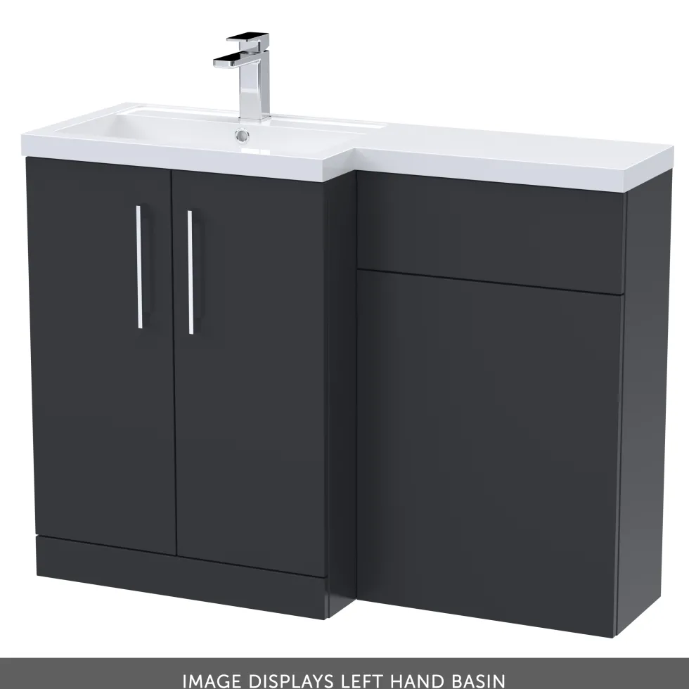 Erin 1100mm Soft Black Combination Bathroom 2 Door Sink & Toilet Unit