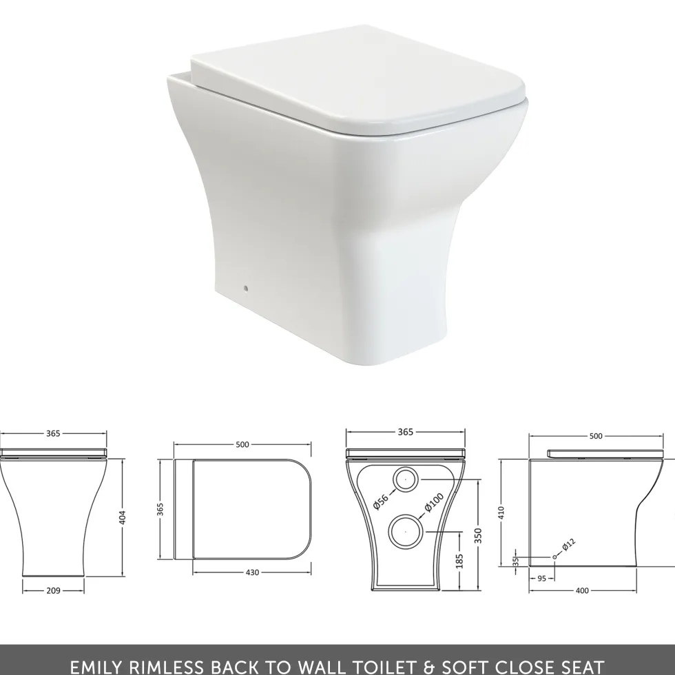 Erin 1100mm Soft Black Combination Bathroom 2 Drawer Sink & Toilet Unit