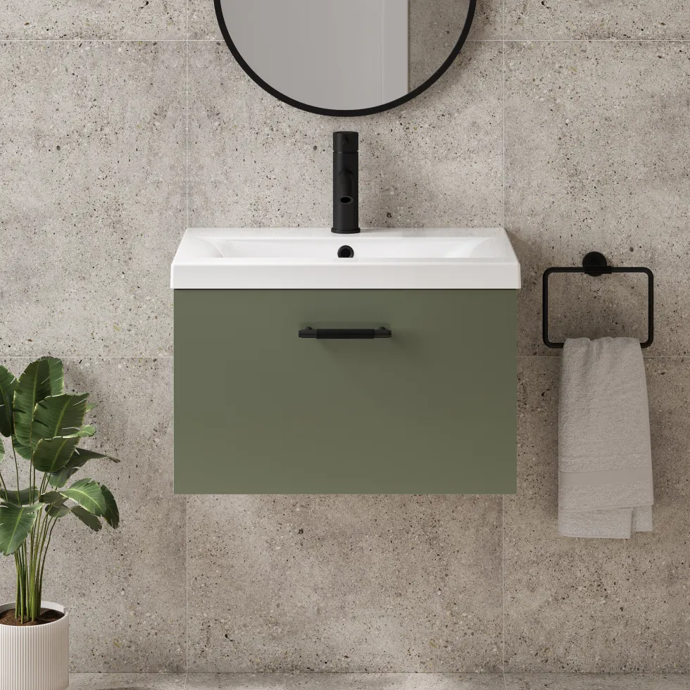 Erin 600mm Wall Mounted 1 Drawer Vanity Unit & Basin