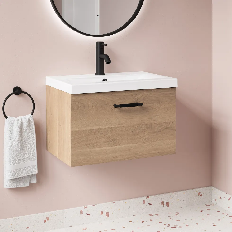 Erin 600mm Wall Mounted 1 Drawer Vanity Unit & Basin