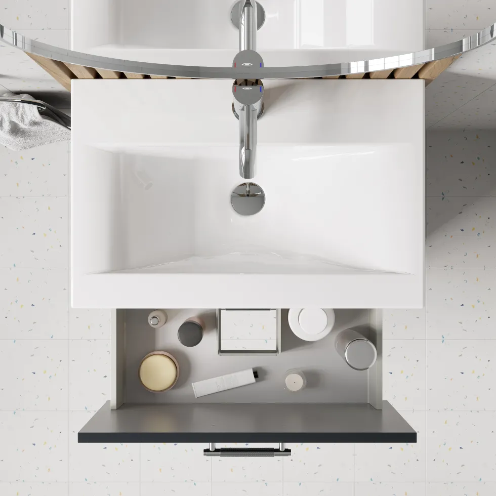Erin 600mm Wall Mounted 1 Drawer Vanity Unit & Basin