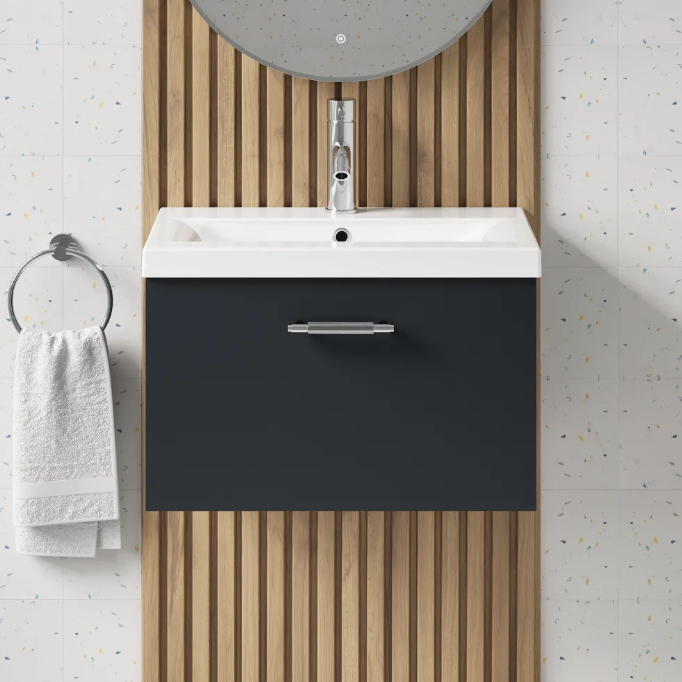 Erin 600mm Wall Mounted 1 Drawer Vanity Unit & Basin