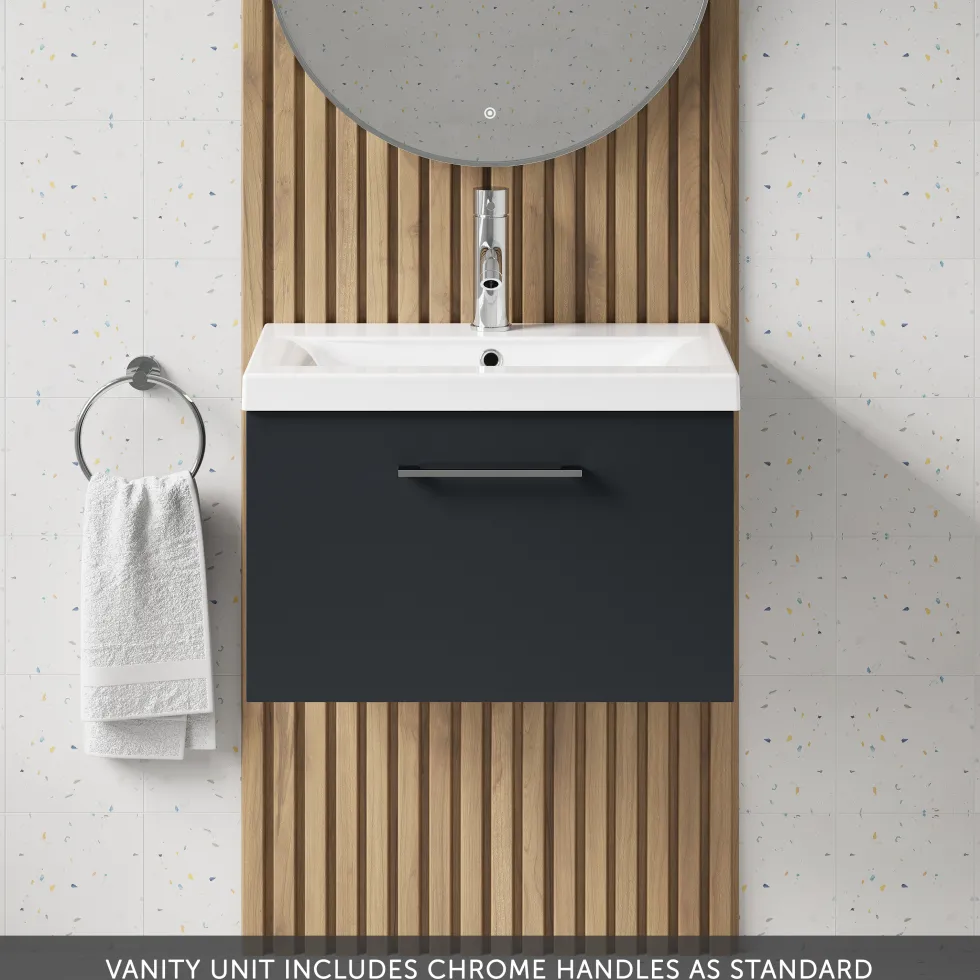 Erin 600mm Wall Mounted 1 Drawer Vanity Unit & Basin