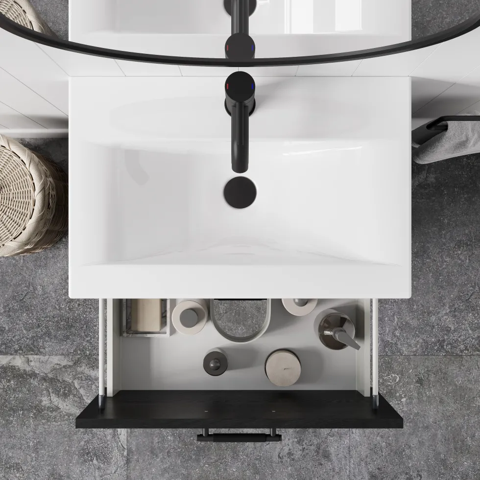 Erin 600mm Wall Mounted 1 Drawer Vanity Unit & Basin