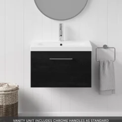 Erin 600mm Wall Mounted 1 Drawer Vanity Unit & Basin