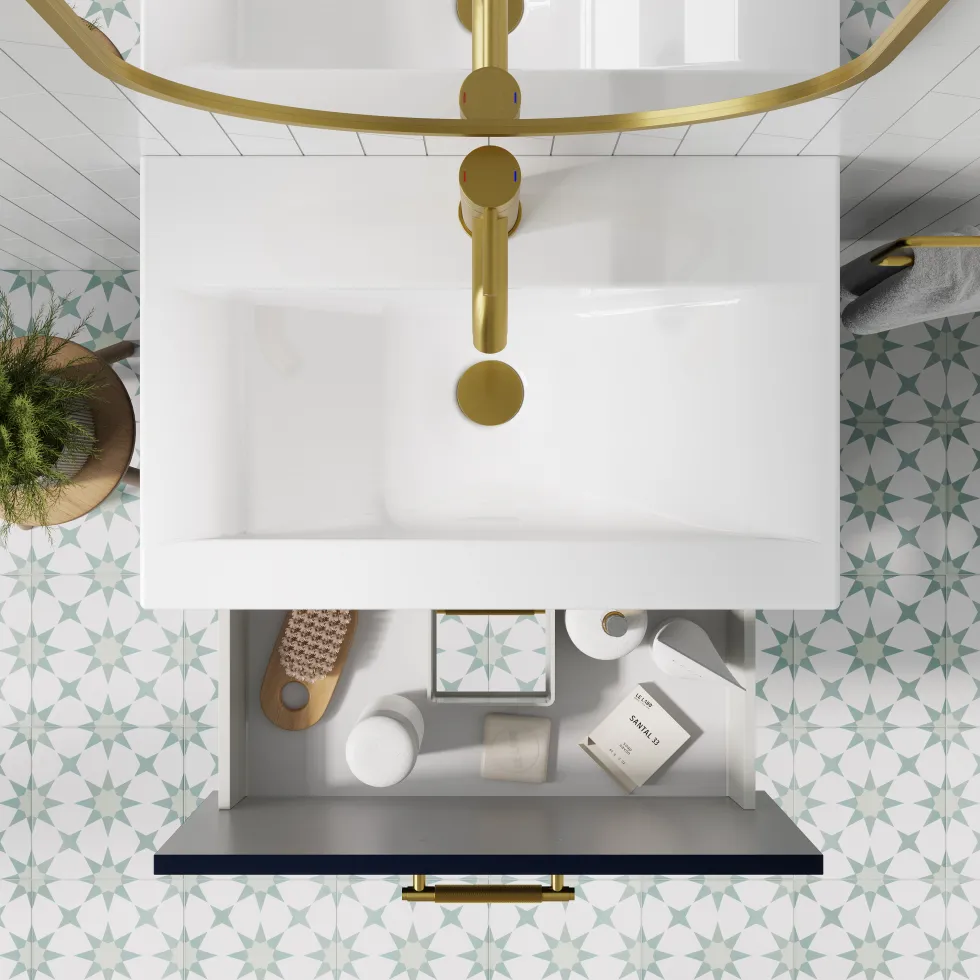 Erin 600mm Wall Mounted 1 Drawer Vanity Unit & Basin