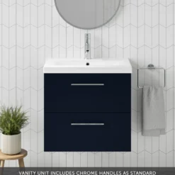 Erin 600mm Wall Mounted 2 Drawer Vanity Unit & Basin