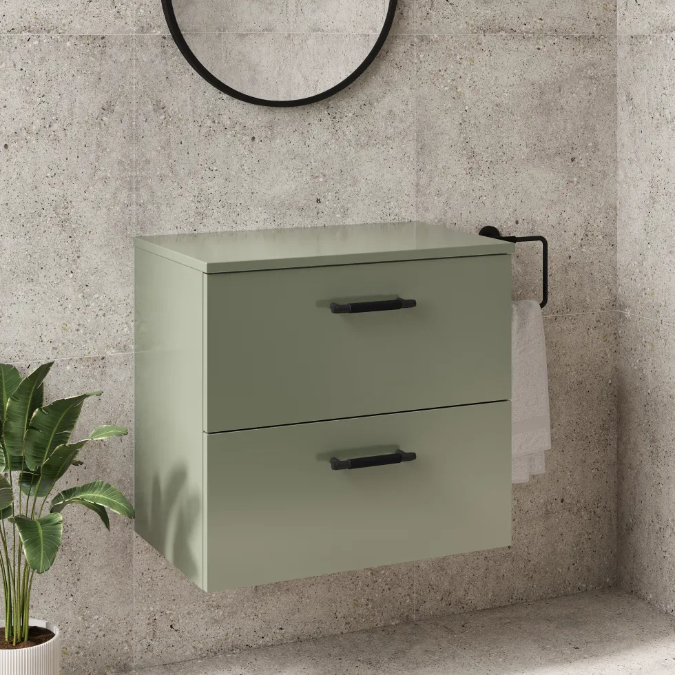 Erin 600mm Wall Mounted 2 Drawer Vanity Unit & Countertop