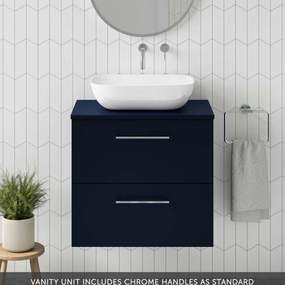 Erin 600mm Wall Mounted 2 Drawer Vanity Unit & Countertop