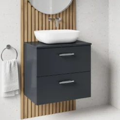 Erin 600mm Wall Mounted 2 Drawer Vanity Unit & Countertop