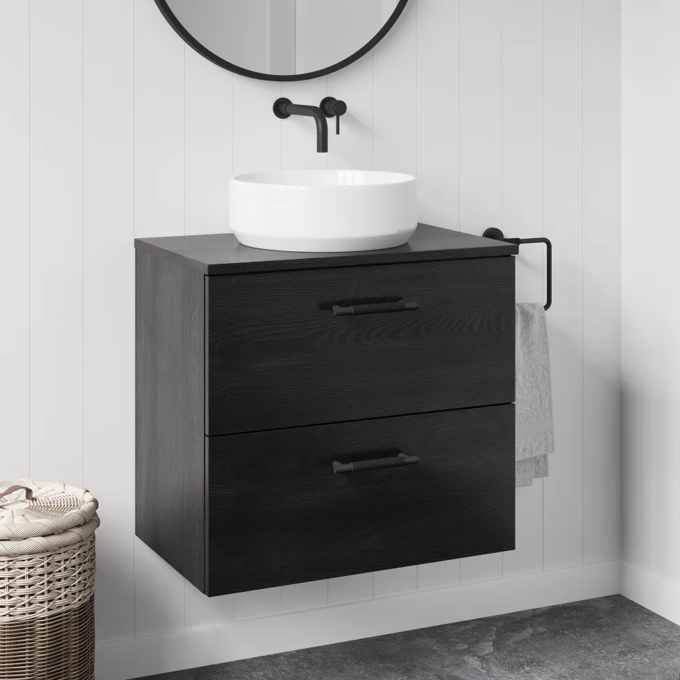 Erin 600mm Wall Mounted 2 Drawer Vanity Unit & Countertop