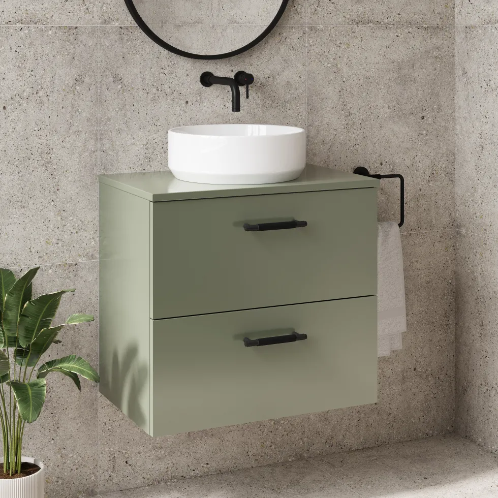 Erin 600mm Wall Mounted 2 Drawer Vanity Unit & Countertop