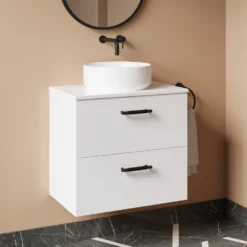 Erin 600mm Wall Mounted 2 Drawer Vanity Unit & Countertop