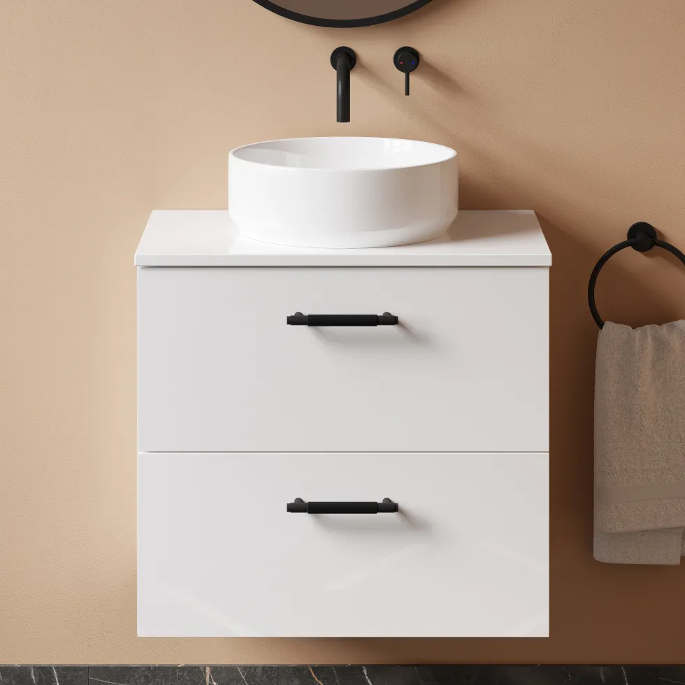 Erin 600mm Wall Mounted 2 Drawer Vanity Unit & Countertop