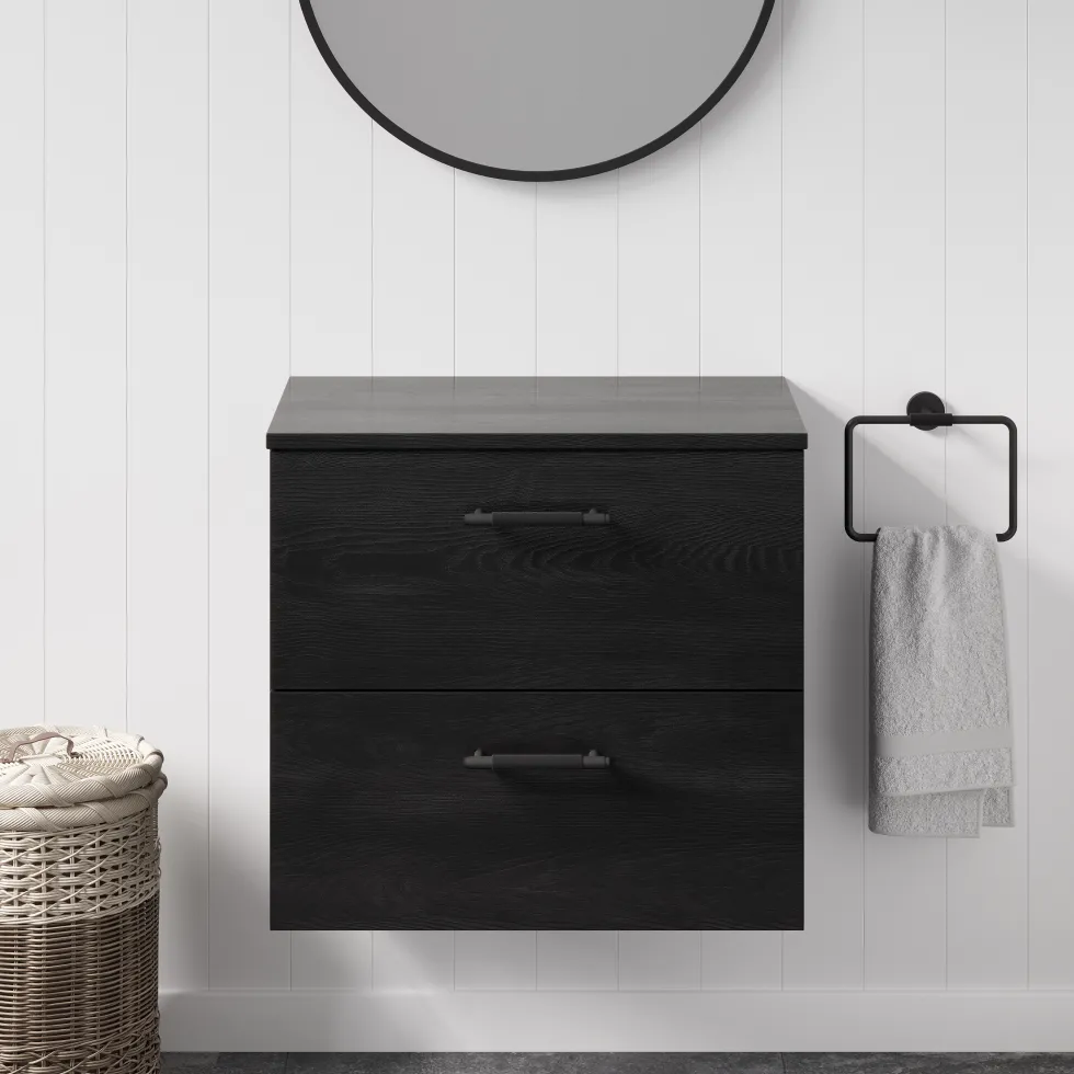 Erin 600mm Wall Mounted 2 Drawer Vanity Unit & Countertop