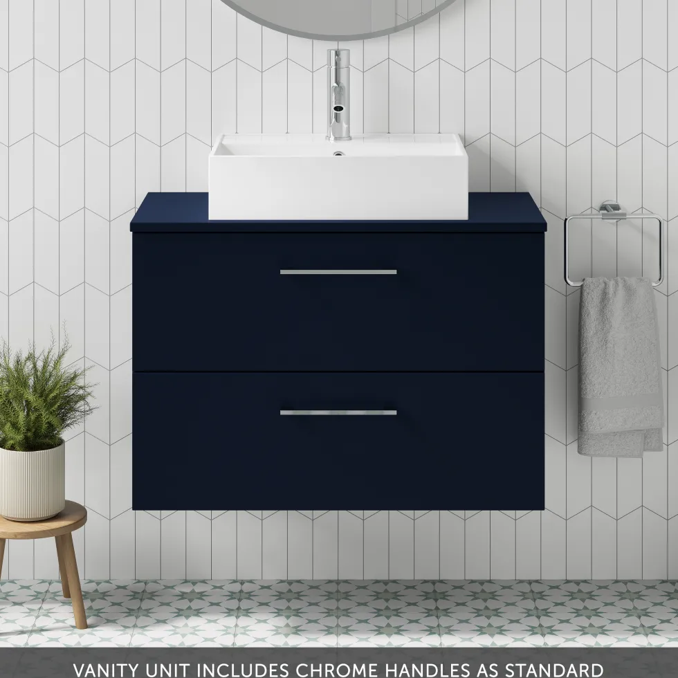 Erin 800mm Wall Mounted 2 Drawer Vanity Unit & Countertop