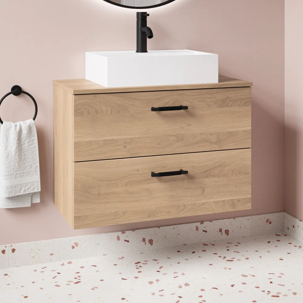 Erin 800mm Wall Mounted 2 Drawer Vanity Unit & Countertop