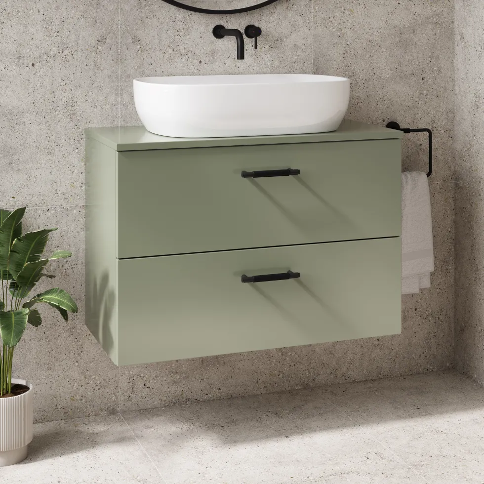 Erin 800mm Wall Mounted 2 Drawer Vanity Unit & Countertop
