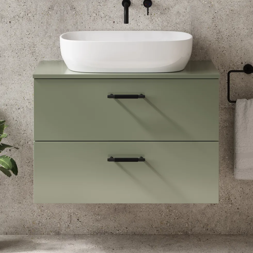 Erin 800mm Wall Mounted 2 Drawer Vanity Unit & Countertop