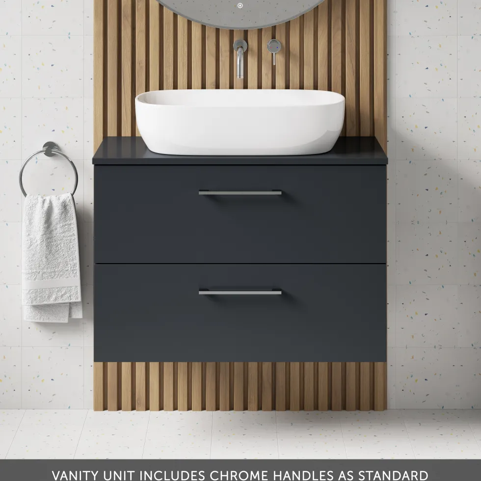 Erin 800mm Wall Mounted 2 Drawer Vanity Unit & Countertop