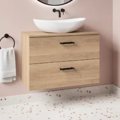 Erin 800mm Wall Mounted 2 Drawer Vanity Unit & Countertop
