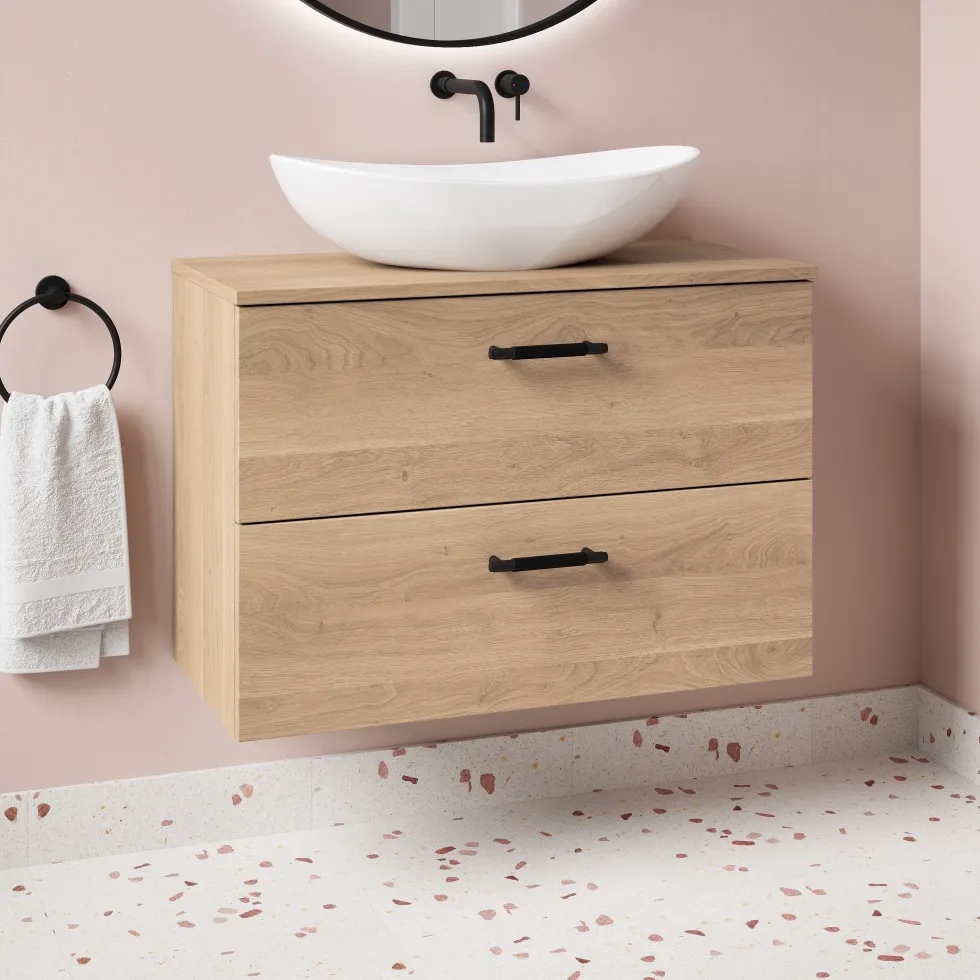 Erin 800mm Wall Mounted 2 Drawer Vanity Unit & Countertop