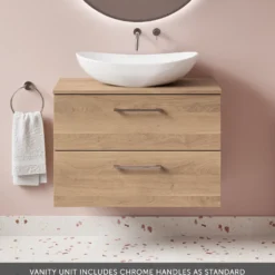 Erin 800mm Wall Mounted 2 Drawer Vanity Unit & Countertop