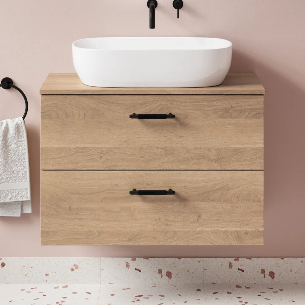 Erin 800mm Wall Mounted 2 Drawer Vanity Unit & Countertop