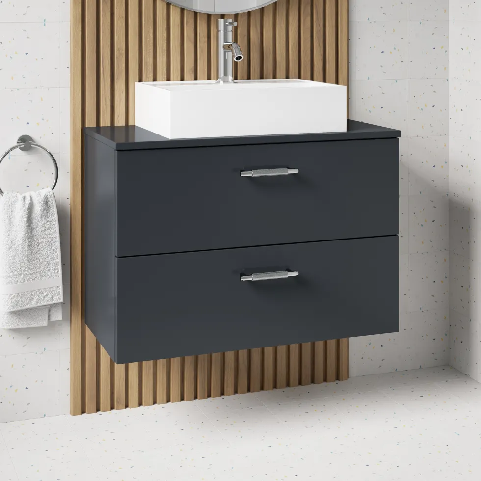 Erin 800mm Wall Mounted 2 Drawer Vanity Unit & Countertop