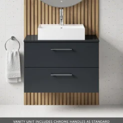 Erin 800mm Wall Mounted 2 Drawer Vanity Unit & Countertop