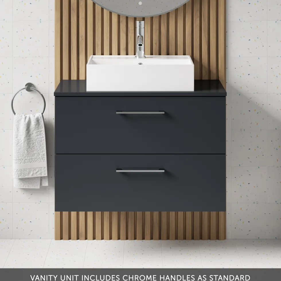 Erin 800mm Wall Mounted 2 Drawer Vanity Unit & Countertop