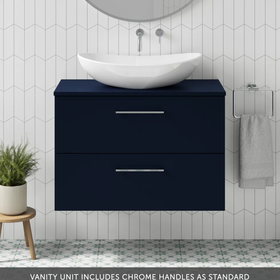Erin 800mm Wall Mounted 2 Drawer Vanity Unit & Countertop