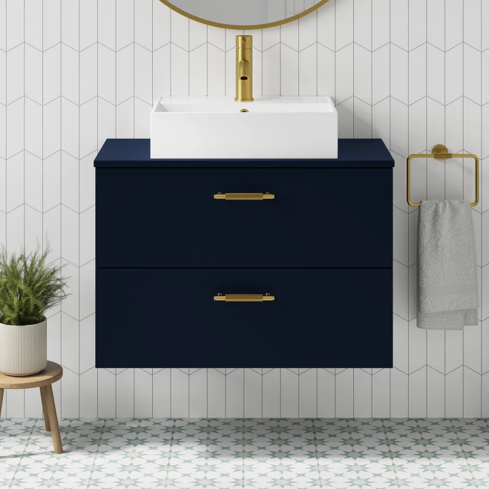 Erin 800mm Wall Mounted 2 Drawer Vanity Unit & Countertop