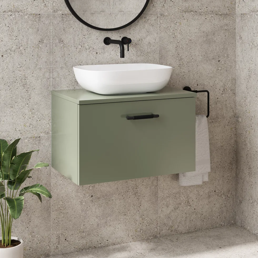 Erin 600mm Wall Mounted 1 Drawer Vanity Unit & Countertop