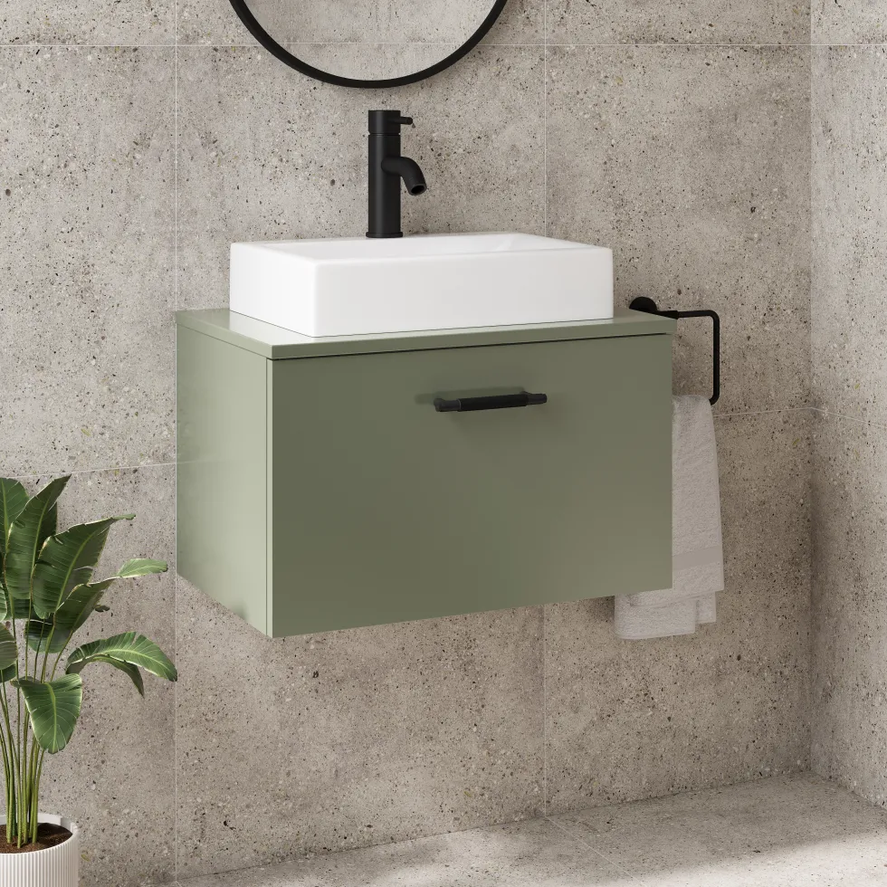 Erin 600mm Wall Mounted 1 Drawer Vanity Unit & Countertop