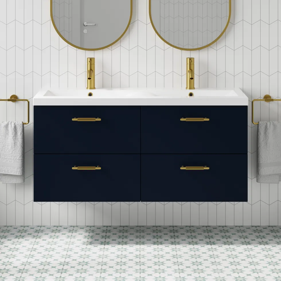 Erin 1200mm Wall Mounted 4 Drawer Vanity Unit & Double Basin