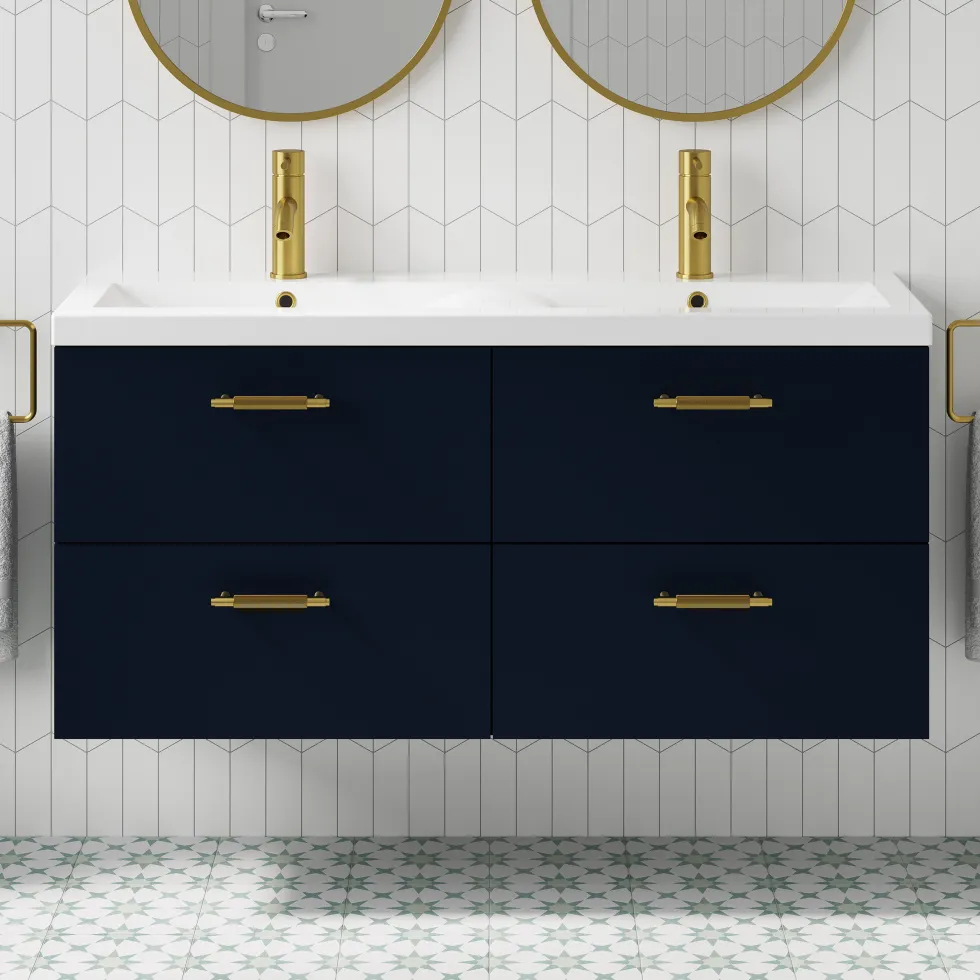 Erin 1200mm Wall Mounted 4 Drawer Vanity Unit & Double Basin