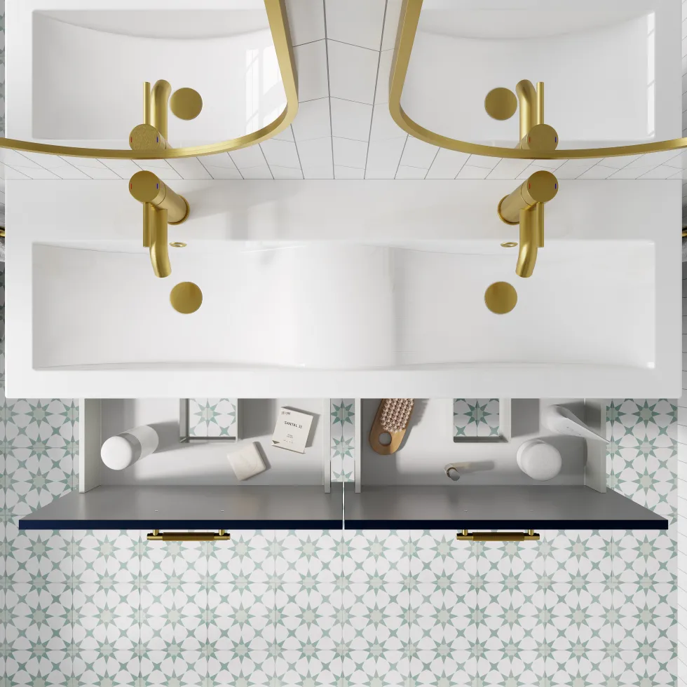 Erin 1200mm Wall Mounted 4 Drawer Vanity Unit & Double Basin