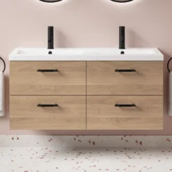 Erin 1200mm Wall Mounted 4 Drawer Vanity Unit & Double Basin