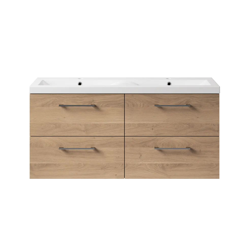 Erin 1200mm Wall Mounted 4 Drawer Vanity Unit & Double Basin