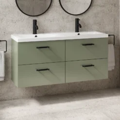 Erin 1200mm Wall Mounted 4 Drawer Vanity Unit & Double Basin