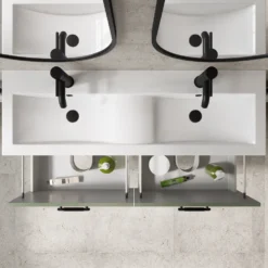 Erin 1200mm Wall Mounted 4 Drawer Vanity Unit & Double Basin