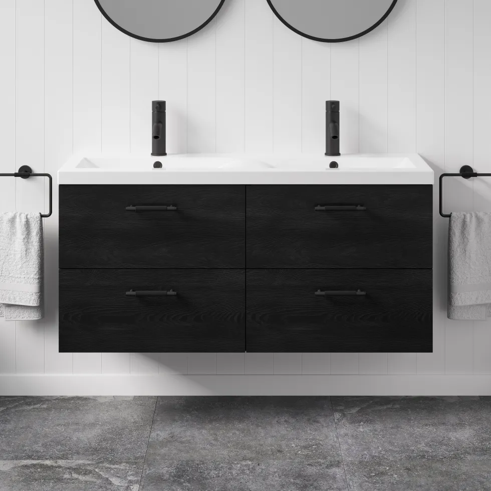 Erin 1200mm Wall Mounted 4 Drawer Vanity Unit & Double Basin